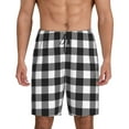 thumbnail image 3 of Lsque Black White Plaid Mens Sleep Pajama Shorts,Short Pajama Pants, Cotton Ultra-Soft Knit-Large, 3 of 9