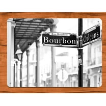 Metal Tin Sign Vintage Chic Art Decoration Bourbon Street New Orleans for Bar Cafe Home Farm Office Restaurant Club or Garage 12" X 8"