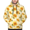 thumbnail image 4 of KLL Light Yellow Plaid Sunflower Print Mens Hoodie Long Sleeve Casual Pullover Hooded Sweatshirt Fashion Drawstring Hoodies with Pocket-4X-Large, 4 of 6
