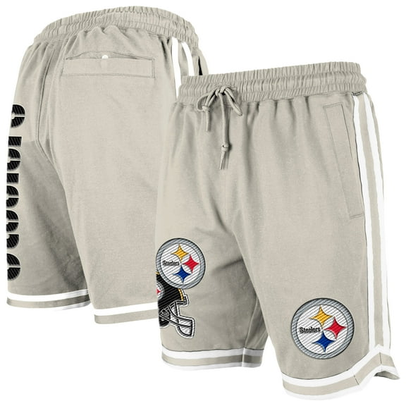 Men's New Era Light Beige Pittsburgh Steelers Stone Multi Patch Shorts