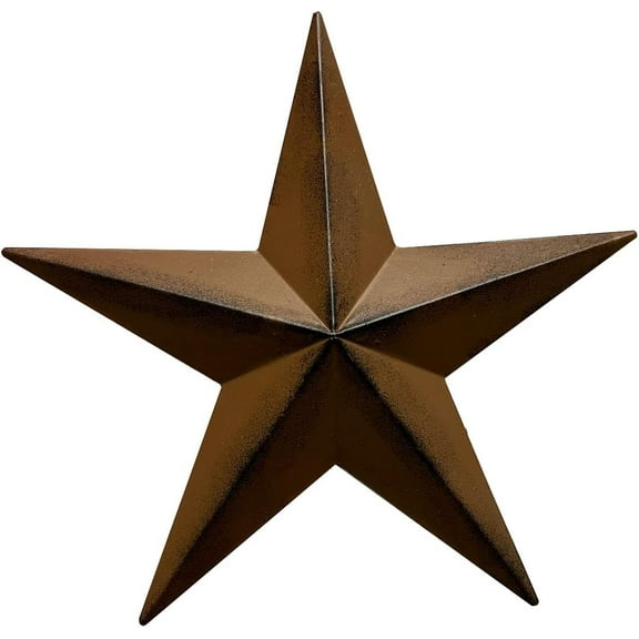 Rustic Dimensional Metal Antique Barn Stars Rustic Country Primitive Wall Decor,3D Barn Star Indoor Outdoor 4th July Wall Decoration,12 inch (Rust)