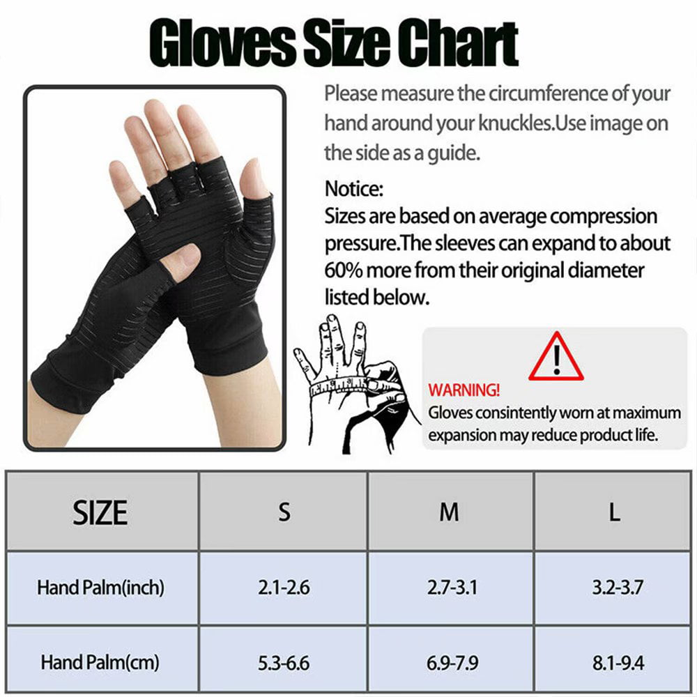 Details about   1 Pair Half Finger Sports Gloves Copper Compression Arthritis Wrist Brace USA 