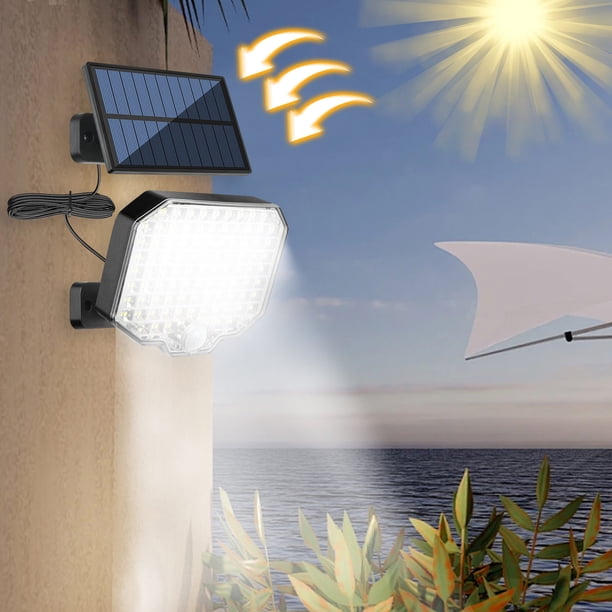 Fiudx Luces Solares para Cercas, Tecnología de Sensor de Movimiento, Impermeables Ip65, Energía Solar, Brillo Ajustable, Seguridad para Paredes de Jardín y Patio, Fácil Instalación, Tamaño 17 X 12,7
