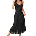 thumbnail image 2 of Leesechin Womens Plus Size Dresses Ladies Trendy Solid Color V-neck Comfortable Loose Home Nightdress Dress, 2 of 5