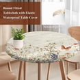 thumbnail image 6 of Retro Spring Floral Fitted Tablecloth with Elastic Edged, Round Table Cloth for Dining Table, Botanical Colorful Summer Butterfly Waterproof Oil Proof Table Cover for Indoor Outdoor 45"-54", 6 of 9