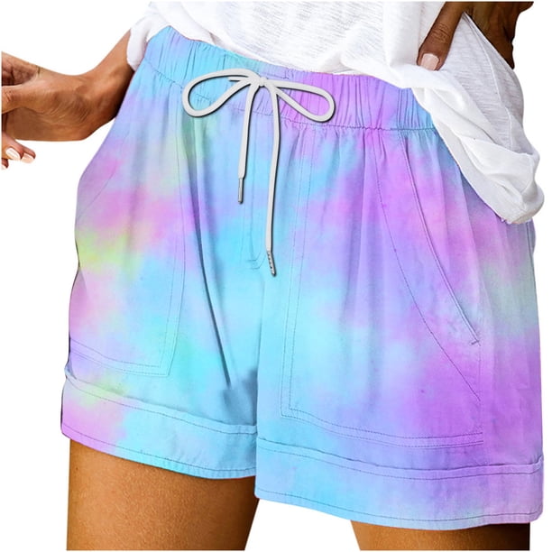 Mujeres Pantalones Cortos con Bolsillos Impresos Detalle Vendaje, Casual Y Suelto Ajuste Pantalones Cortos de las Mujeres para el Verano