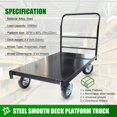 thumbnail image 2 of HPDMC Steel Platform Truck/Smooth Deck Platform Truck Industrial Push Cart 48" L x 30" W Portable Dolly Large Flatbed with 8" Wheels 1000lb Capacity, Black, 2 of 17