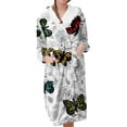 thumbnail image 1 of Women's Fleece Plush Robe Long Warm Plush Bathrobe Loungewear Jacket Printed Comfort Robe, 1 of 5