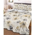 thumbnail image 2 of Quilts Full Size, Gray Beige Floral Soft Comforter Bedding Set for Bed, Spring Modern Botanical Flowers Blossom Lightweight Quilted Bedspread with Pillow Cover(2 Pieces) for All Season, 78x90 Inch, 2 of 6