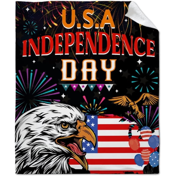 Independence Day Flannel Blankets, 4th of July Decorations Used for Bed Couch Memorial Day Blanket American Flag, 30x40in Fleece Blanket