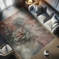 thumbnail image 4 of Ambesonne Peony Decorative Rug Carpet, Melancholic Modern Flowers, 2' x 5', Pale Ruby Dark Sea Green, 4 of 5