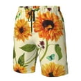 thumbnail image 5 of Kll Sunflowers And Butterflies Men'S Casual Summer Beach Shorts Hawaiian Shorts With Pockets-Xx-Large, 5 of 9