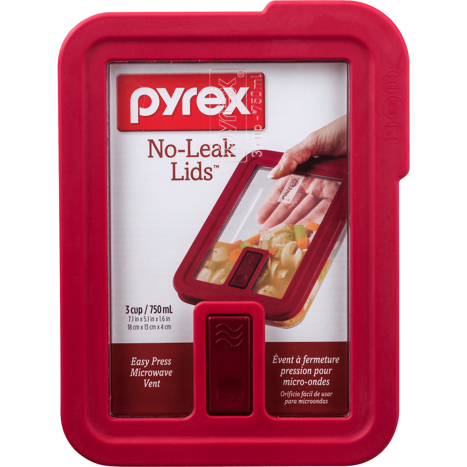 Pyrex - No Leak Lids 3 Cup Glass Storage 