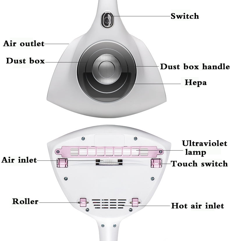 Daretodo Mattress Vacuum Cleaner,Mattress Cleaner,12KPa Handheld UV Bed Vacuum Cleaner for Pillow Sofa Carpets,White