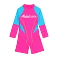 thumbnail image 3 of Sholeno Unisex Kids One Piece Athletic Swimwear UPF 50+ Long Sleeve Swimsuit Beachwear Shorty Wetsuit Pink 9-10, 3 of 7