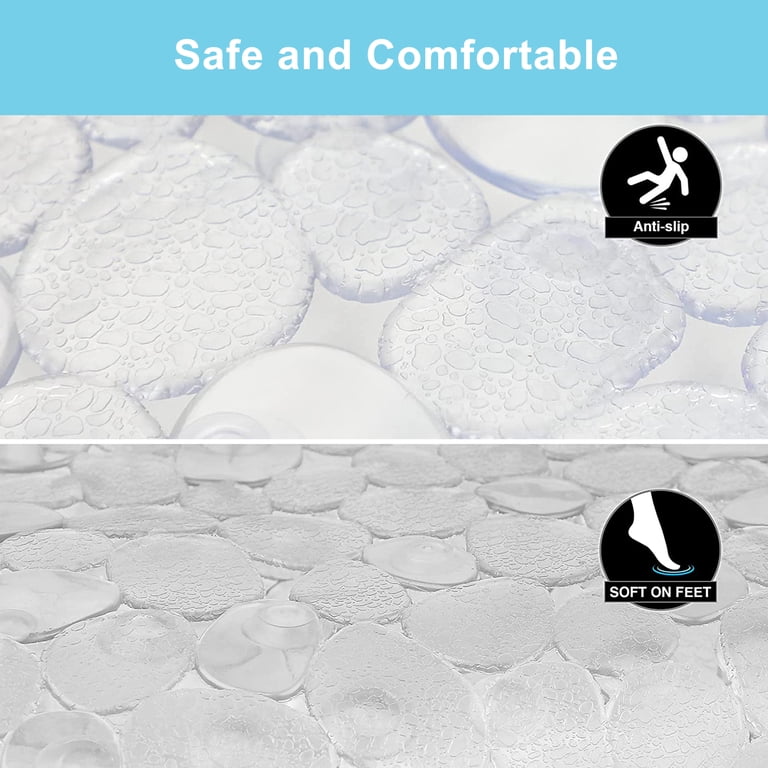 Semfri 27x14 Oval Pebble Bath Mat with Suction Cups, Clear photo 4