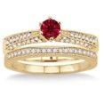thumbnail image 2 of Extraordinary Fantastic Mind Blowing Moissanite Diamond 2.25 Carat Ruby Antique Bridal Set Round Cut Engagement Ring on 10k Yellow Gold, 2 of 2