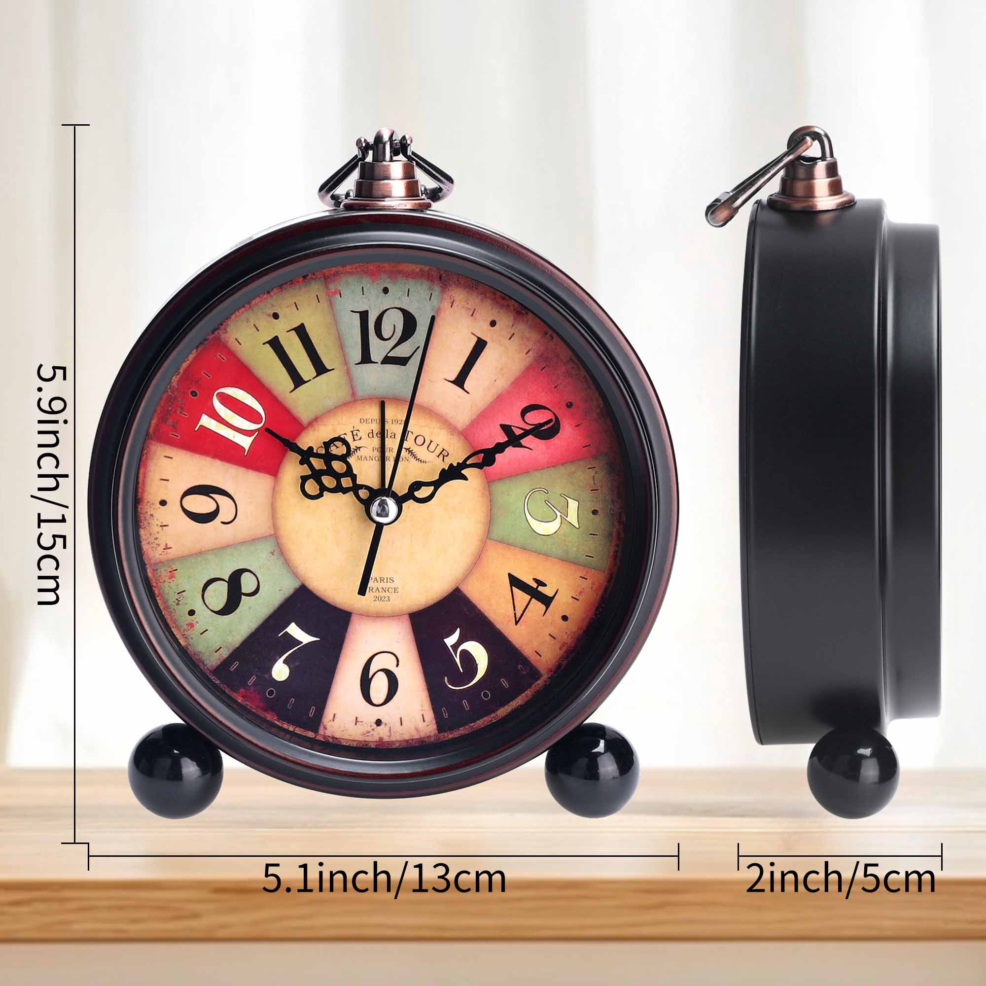Unique Bargains 2 Pcs Vintage Desk Clock Silent Retro Battery Operated Pink