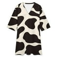 thumbnail image 4 of Cute Cow Pattern Design Womens Dress With Pockets Summer V Neck 3/4 Sleeve Dress Plus Size Loose Dress, 4 of 7