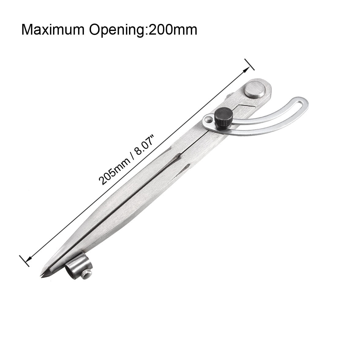 Uxcell Wing Divider Compass 8 Inch 200mm Adjustable Lockable Compass with Pencil Holder for Geometry Drawing