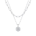 thumbnail image 1 of Kcodviy Collier Hexagone initial 26 Collier Y pour Femmes Colliers pour Diamant Collier Ras-du-Cou Femmes A Z 26 Collier pour Femmes Alphabet initial Colliers Argentés pour Femmes, 1 of 4