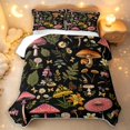 thumbnail image 2 of Homewish Vintage Botanical Mushrooms Bed Spread Queen,Retro Fungus Plant Queen Coverlet Set,Black,Black Reversible,3pcs, 2 of 7