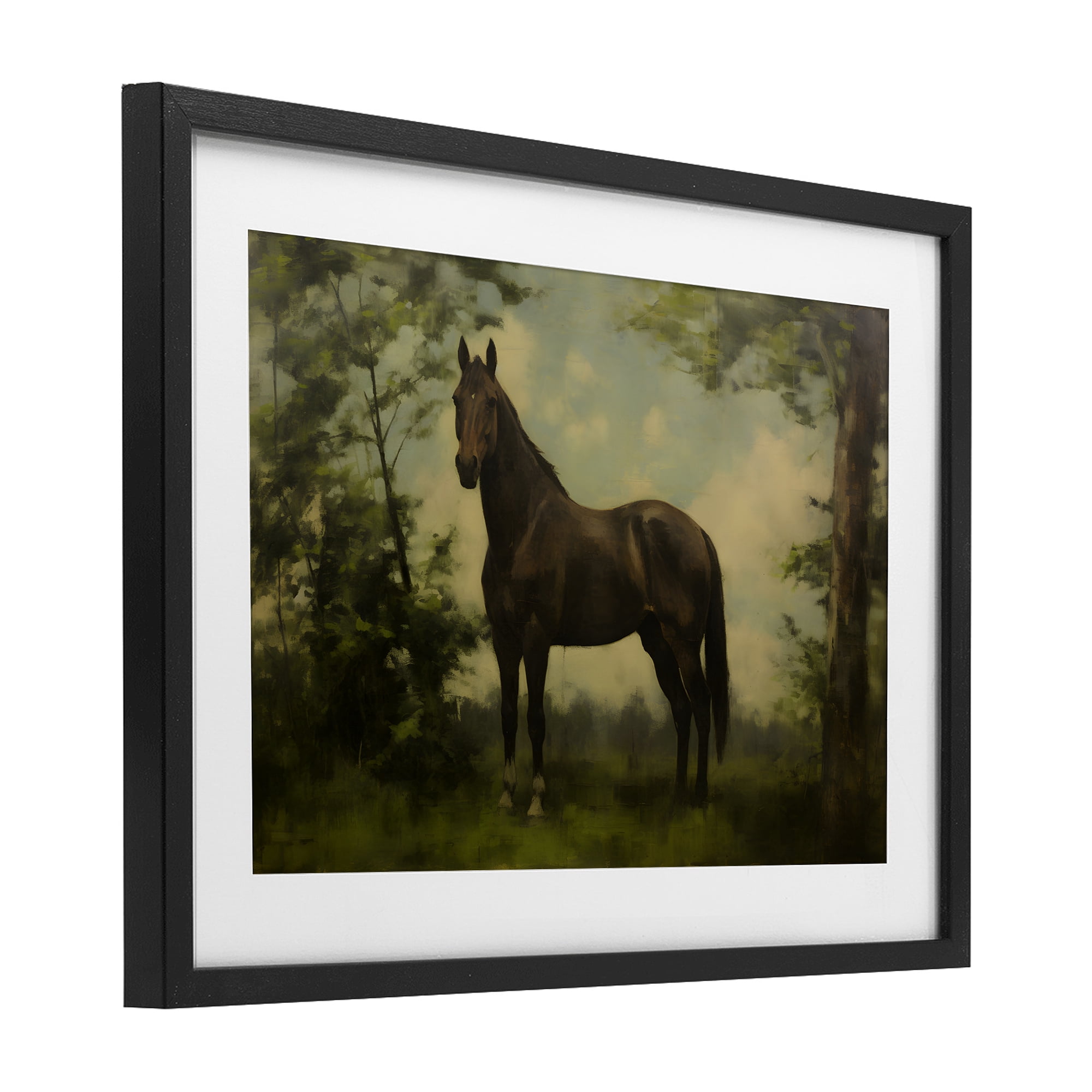 Stupell Industries Forest Horse Portrait Black Framed Print Under Glass, design by Petal Prints Design