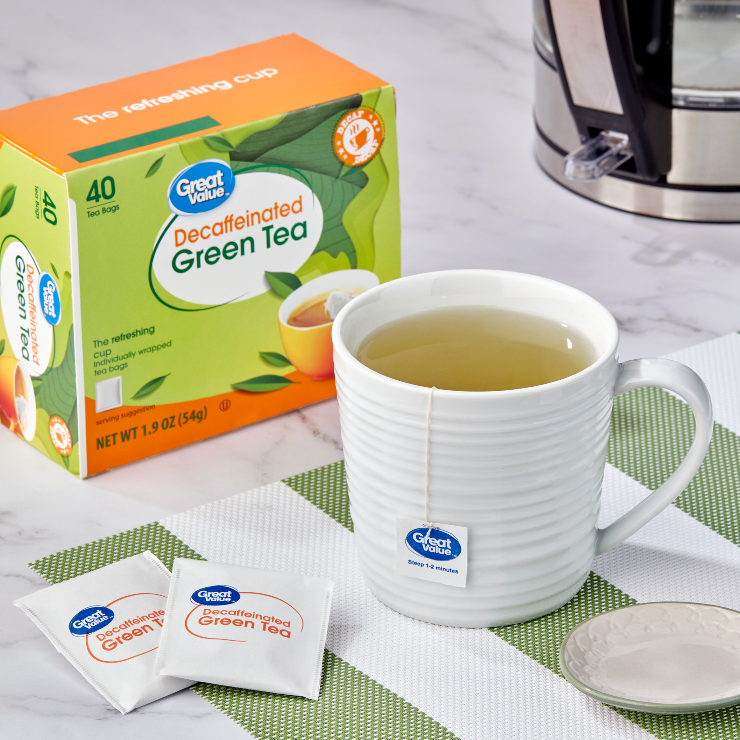 Great Value Decaffeinated Green Tea, Tea Bags, 1.9 oz, 40 Count - image 2 of 7