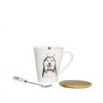thumbnail image 4 of Pet Portrait White Porcelain Water Cup with Lid & Spoon - I Love Huskies, 4 of 7