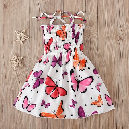 

THE WILD Girls Dresses Kawaii Suspenders Animal Print Square Neck Sleeveless Midi Girls Dresses Hot Pink