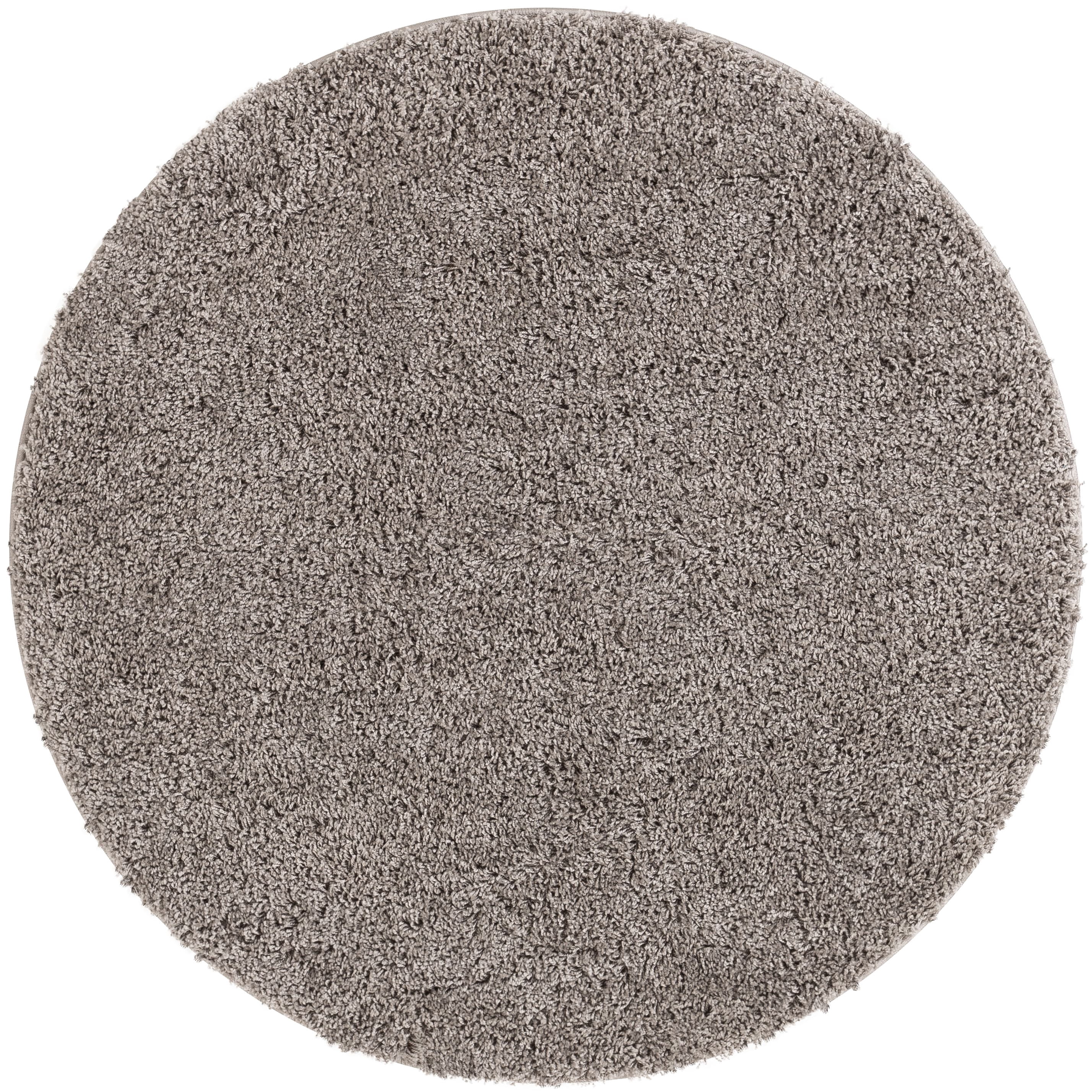 Well Woven Madison Shag Plain Modern Solid Grey 7'10" Round Thick Area Rug