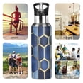 thumbnail image 7 of Yayeee 20oz Insulated Water Bottle Double Wall Stainless Steel with Flip Straw Lid, Blue Hexagon Pattern, 7 of 7