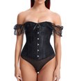 thumbnail image 2 of Elainilye Fashion Women's Shapewear Sexy Solid Vintage Tunic Corset Tube Waist Cincher Body Shaper Tummy Control Breasted Tops,Black, 2 of 8