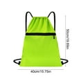 thumbnail image 3 of Drawstring Backpack Bag, Waterproof Back Sack with Zip Pocket, Gym Drawstring Bags Swim Bag for Men Women (Green), 3 of 6