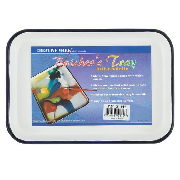 Creative Mark Butcher Tray Palette - 7.5" x 11" - Triple coated Enamel Tray Palette for Painting, Color Theory, Mixing, and More