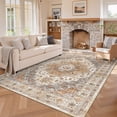 thumbnail image 2 of Roxstand 6x9 Area Rugs for Living Room, Vintage Medallion Washable Rug, Stain Resistant Non Slip Carpet for Bedroom Dining Room Office, Turmeric, 2 of 11