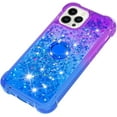 thumbnail image 6 of for Apple iPhone 15 Pro Clear Case for Girls Women, Liquid Glitter Sparkle Bling Cute Case with Kickstand Gradient Quicksand Cover for iPhone 15 Pro JB Purple Navy, 6 of 7