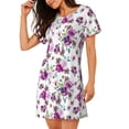 thumbnail image 2 of Gukieu Violets Flowers Print Women's Nightgown, A-line Round Neck Short-sleeved Nightgown Pajamas Home Wear Suitable for Home and Outing, 2 of 6