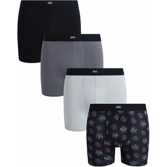 LUCKY BRAND BOXER X4 - 253 BLACK COVER - XLARGE - MEN BRIEF UNDERWEAR PACK P578