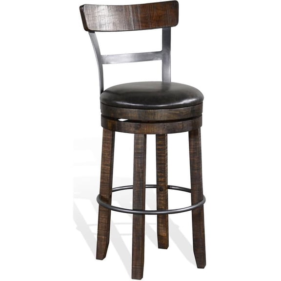 Maklaine 30" Swivel Barstool with Back in Tobacco Leaf (Set of 2)
