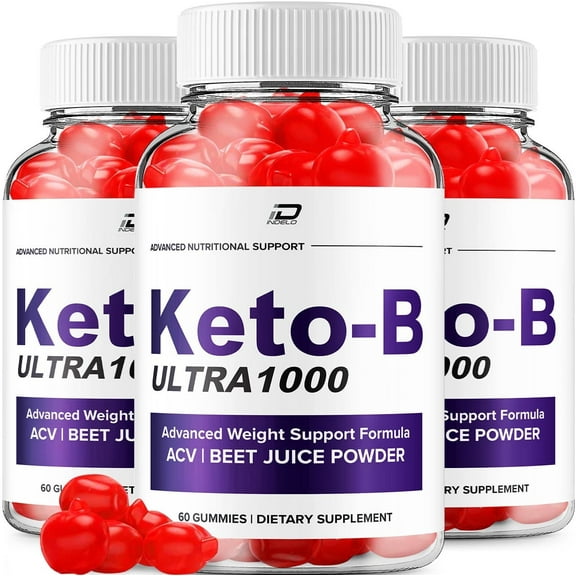 (3 Pack) Keto-B Ultra 1000 ACV Gummies Supplement - KetoB Ultra1000   ACV Gummies Apple Cider Vinegar 1000MG, Keto B Ultra1000 Keto Gummies Reviews, Vitamin B12 (300 Gummies)