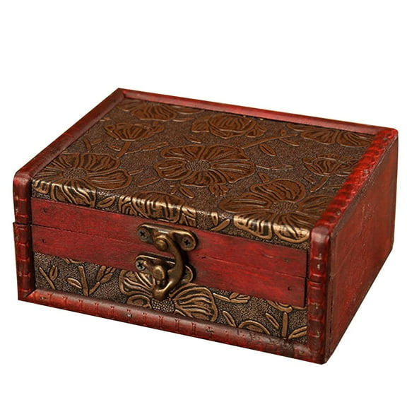 Vintage Wooden Storage Box with Buckle Jewelry Storage Box Organization Box E