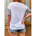 thumbnail image 4 of Camiseta mujer, Camiseta de manga corta para mujer Camisetas casuales con cuello redondo empalmado a Abody Extragrande, 4 of 7