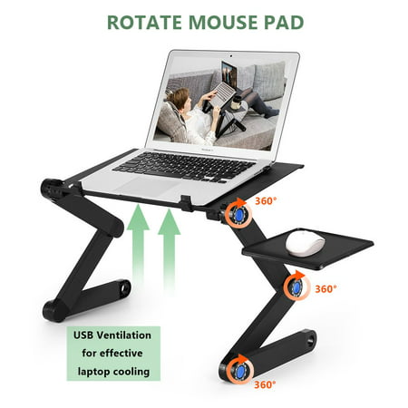 UBesGoo Portable Laptop Desk Foldable Laptop Stand Adjustable Laptop Table Ergonomic Bed Tray with Extra Mouse Pad