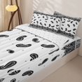 thumbnail image 3 of Homewish Bohemian Paisley Zipper Twin Comforter Sets with Fitted Sheet and 2 Pillowcases,White Black Damask Zipper Bedding Set,Reversible,4pcs, 3 of 8