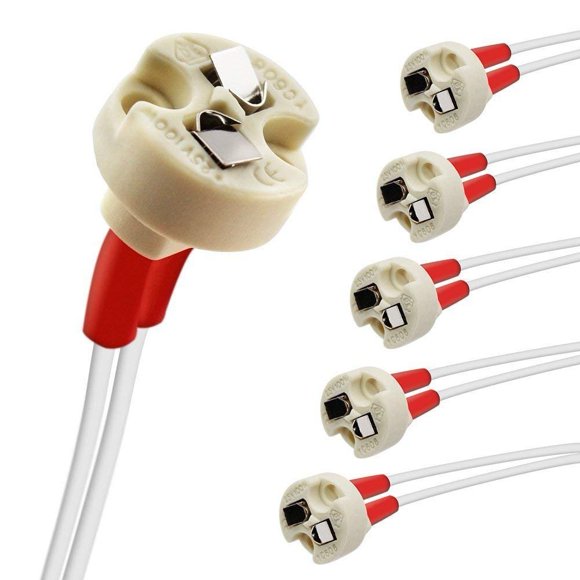 (Lot de 10) Mini Prise Bi-Pin jusqu'à 75 Watts Corps en Céramique pour Ampoules Halogènes LED avec Base GU5.3, G4, MR11, MR16