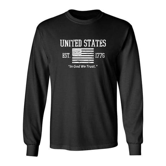 United States In God We Trust Sarcastic Novelty Gift Idea Adult Humor Funny Men's Long Sleeve Shirts