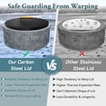 thumbnail image 6 of Steel - Firepit Lid – 30in 2mm Rust Resistant Powder Coated Carbon Steel Fire Pit Cover Round With 1 Ergonomic Wooden Handles - Compatible for Fire Pit Inside Dia Up to 28", 6 of 9