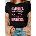 thumbnail image 1 of Women'S Casual Crew Neck T-Shirt, 100% Cotton, Short Sleeve Regular Fit with Slight Stretch, Valentine'S Day Cupid'S Favorite Nurse Print, All-Season Knit Pullover Top Tee For Adult, Men, Women, Teen, 1 of 6