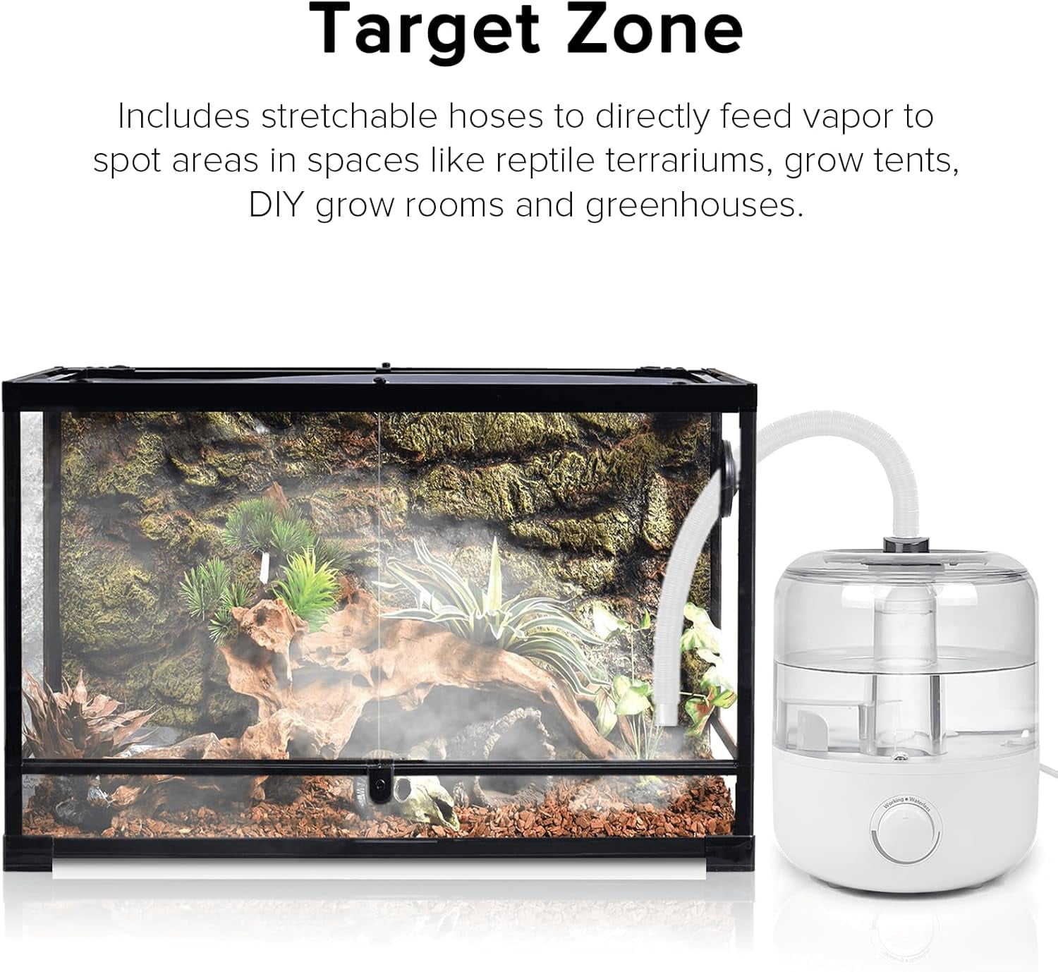 Reptile Fogger, 4L Reptile Humidifier, Top Fill Adjustable Fogger with Extension Hose, Visible Tank Reptile Humidifier for Snakes, Tortoises, Chameleons and Ball Python